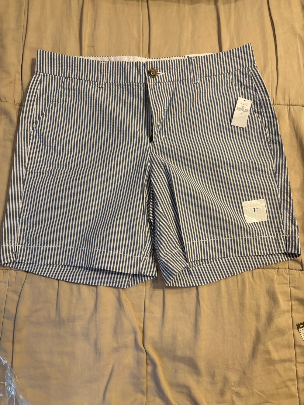 Old Navy Blue and White Striped Bermuda Shorts 7”